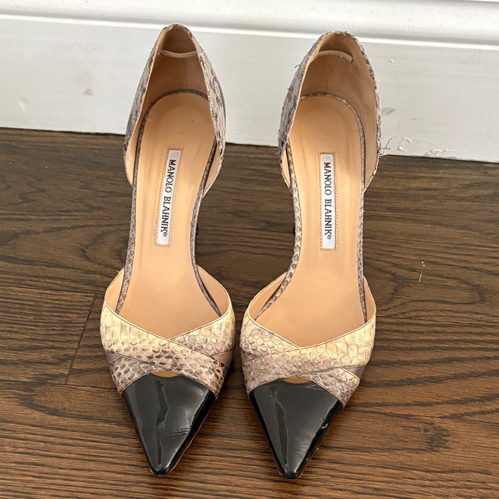 Manolo Blahnik Snakeskin and Black Heels